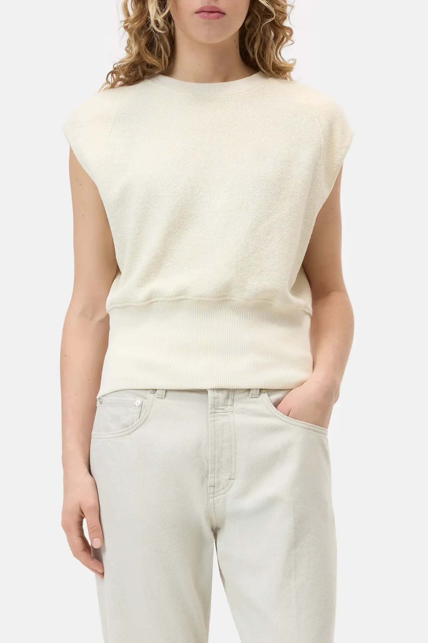 Fitted Terry Top in Witherit Beige-3