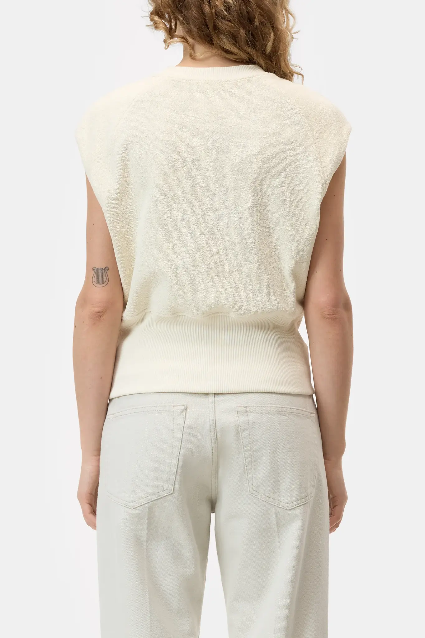 Fitted Terry Top in Witherit Beige-4