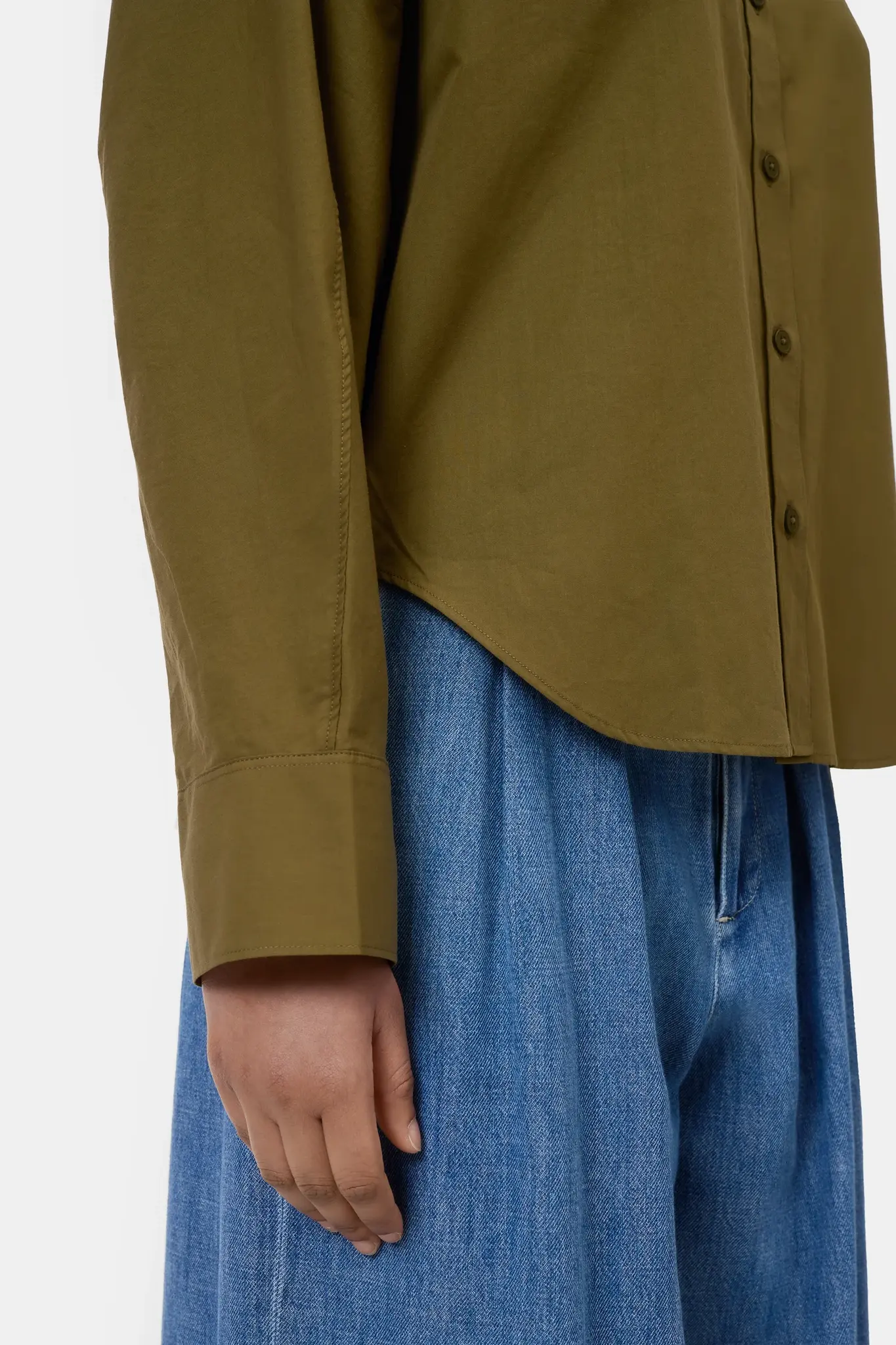 Gathered Shirt Deep Olive-4