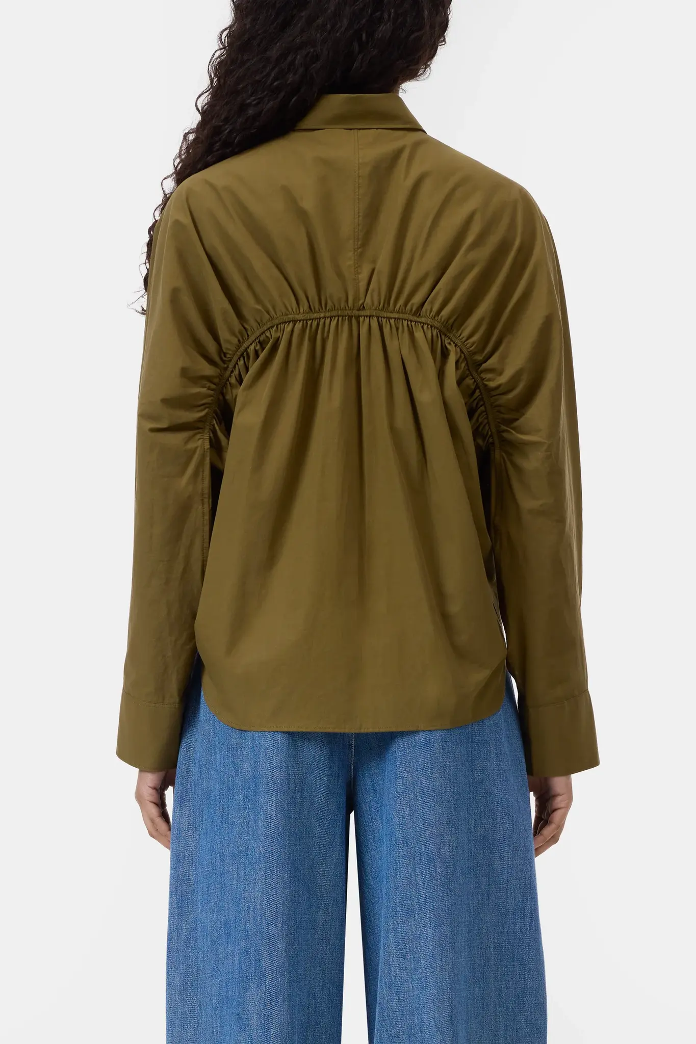 Gathered Shirt Deep Olive-2