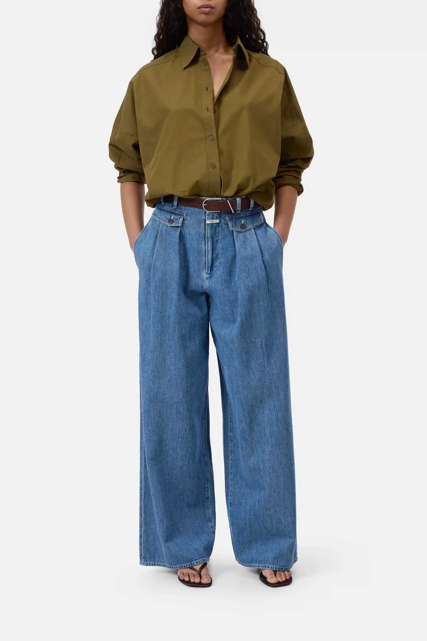 Gathered Shirt Deep Olive-5