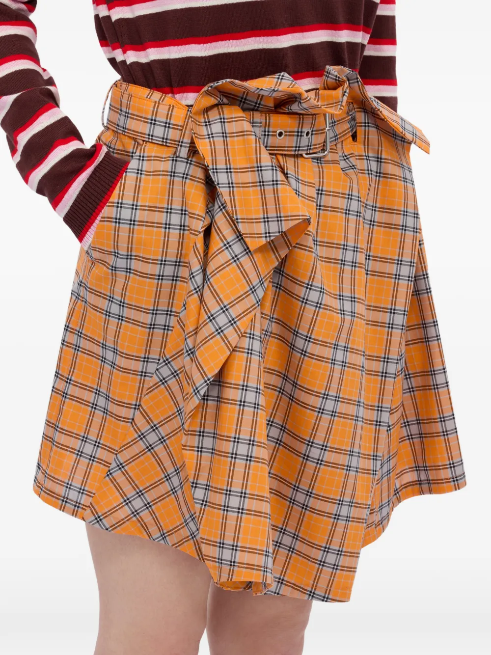 Assymetric Draped Mini-Skirt in Brown-2