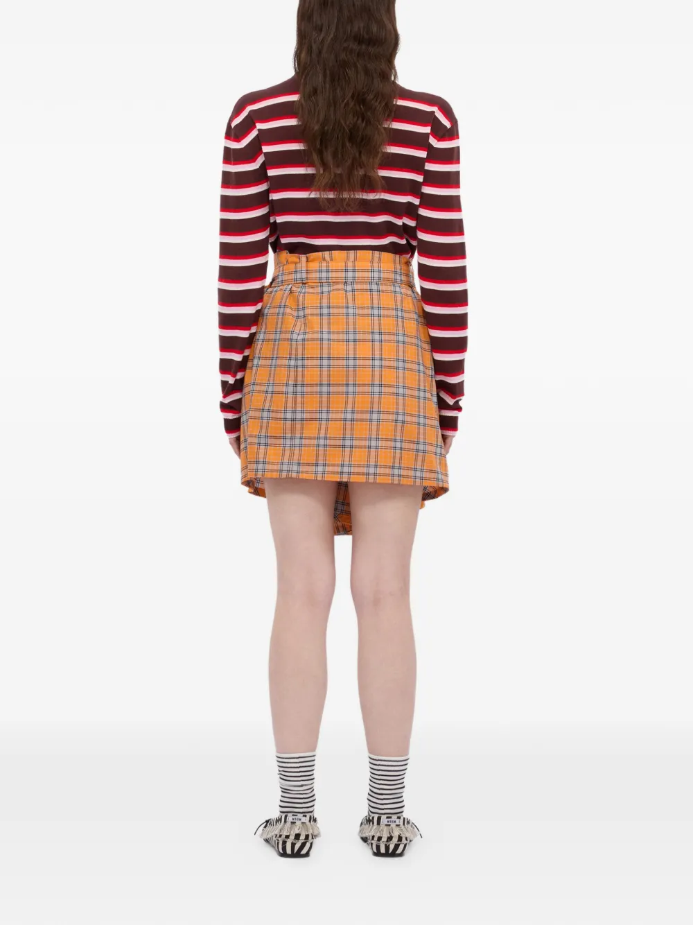 Assymetric Draped Mini-Skirt in Brown-3