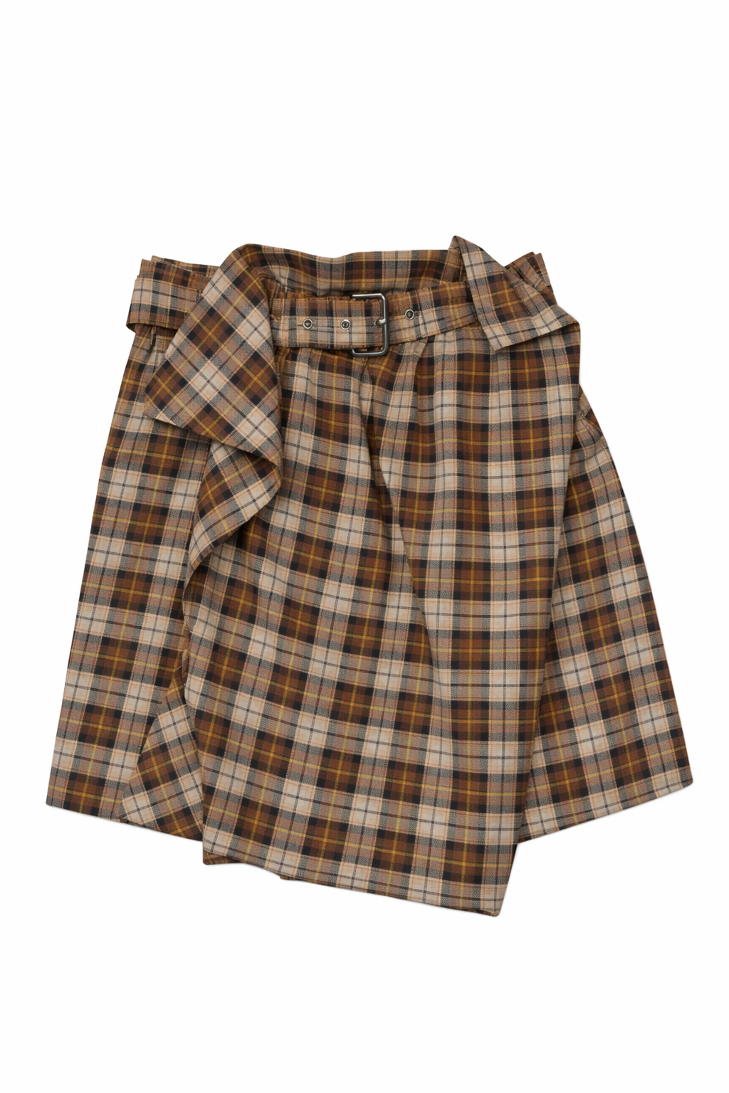 Assymetric Draped Mini-Skirt in Brown-1