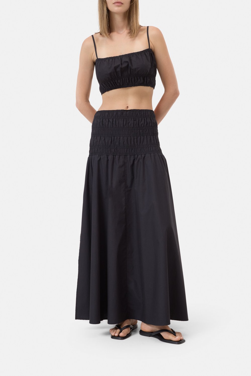 Gathered Skirt Black-2