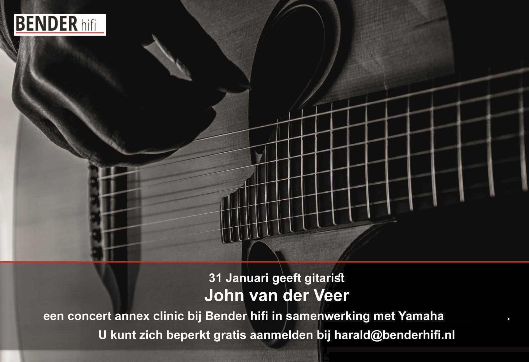 Optreden gitarist John van der Veer bij Bender hifi
