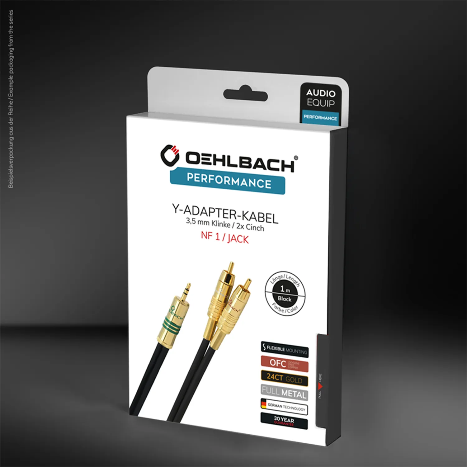 Oehlbach Y-Adapter-kabel 1m  Minijack naar RCA