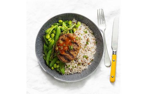 Droogtrainen: Runderburger - Basmati - Wok verde