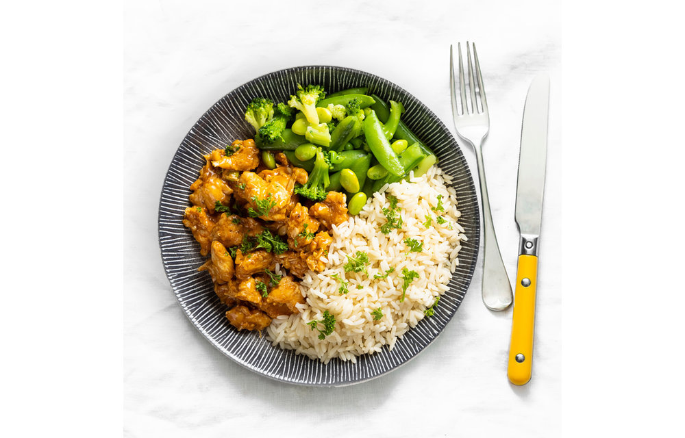 Spiermassa - Teriyaki Kip-Rijst-Groene Wokmix