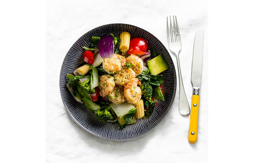 Afvallen: Gamba's - Gewokte grove groenten