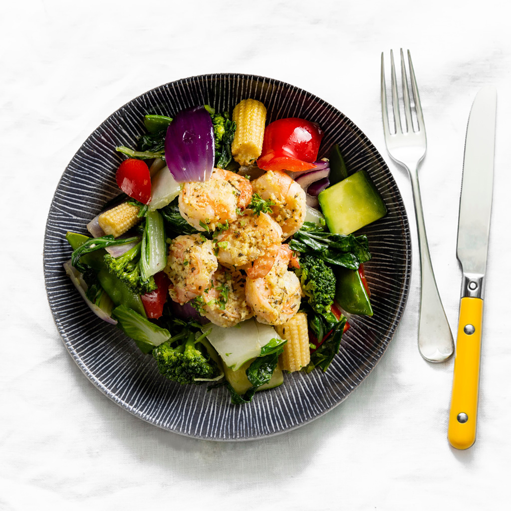 Afvallen: Gamba's - Gewokte grove groenten