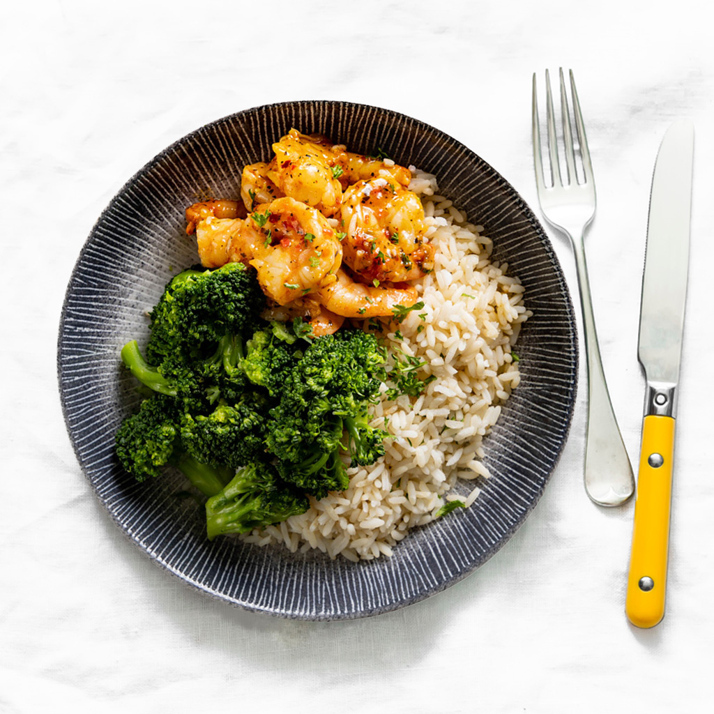 Droogtrainen: Gamba's - Basmati - Broccoli