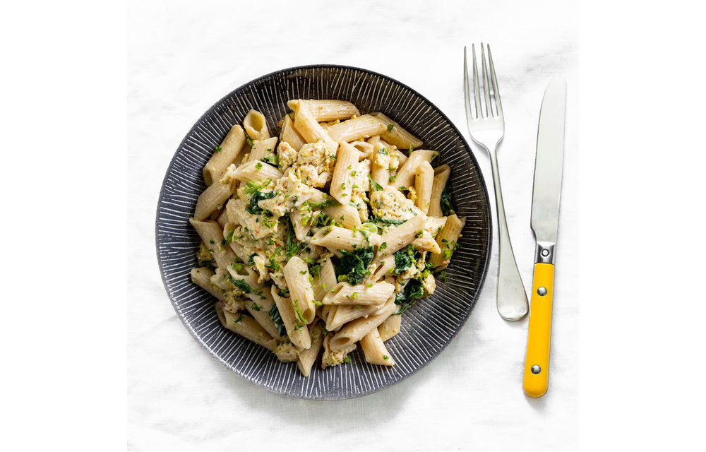 Spiermassa - Penne Pesto met Kip en Spinazie