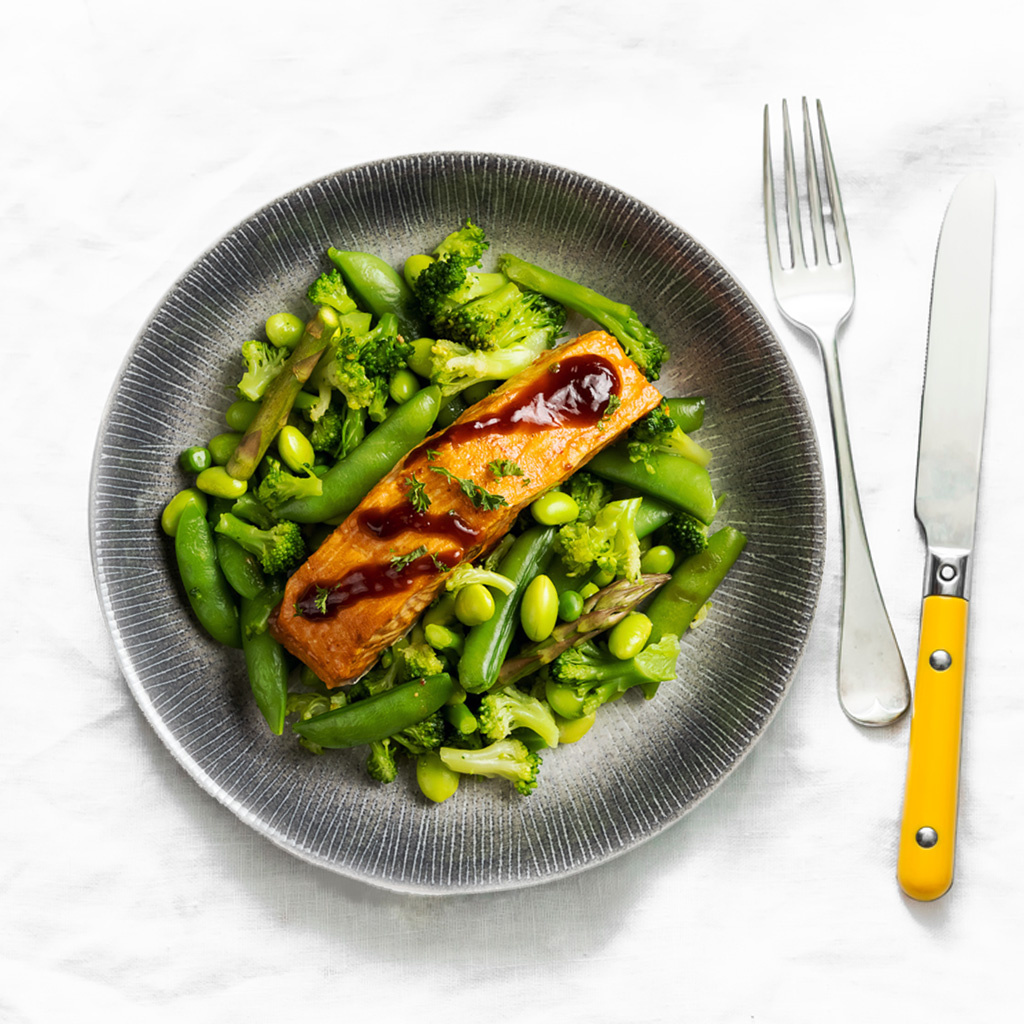 Afvallen: Teriyaki zalmfilet - Groene groenten