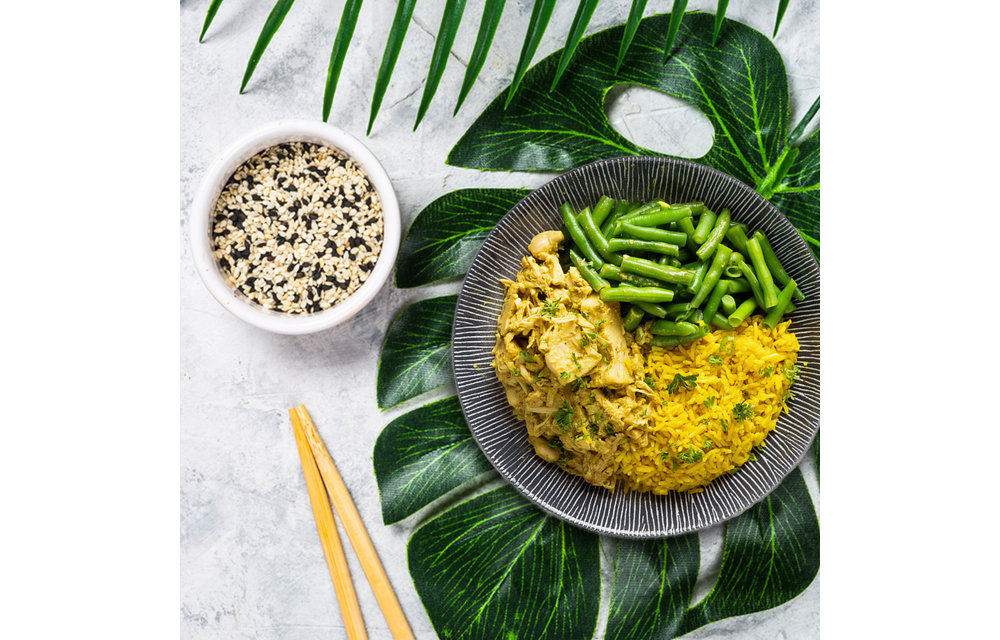 Rendang Jack Fruit - Gele Rijst - Boontjes