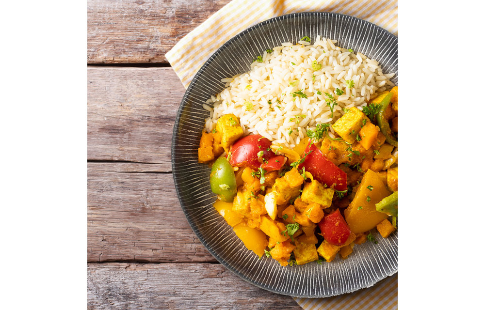 Pompoen Curry-Rijst-Tofu