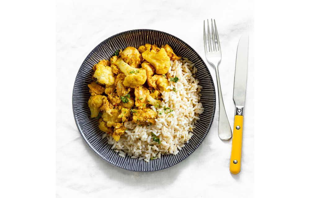 Conditie- Bloemkool curry - Rijst - Kip
