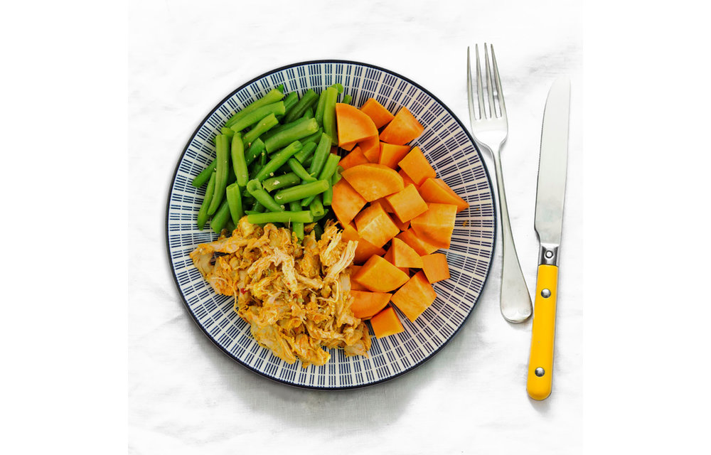 Afvallen -Pulled Chicken-Boontjes-Zoete Aardappel