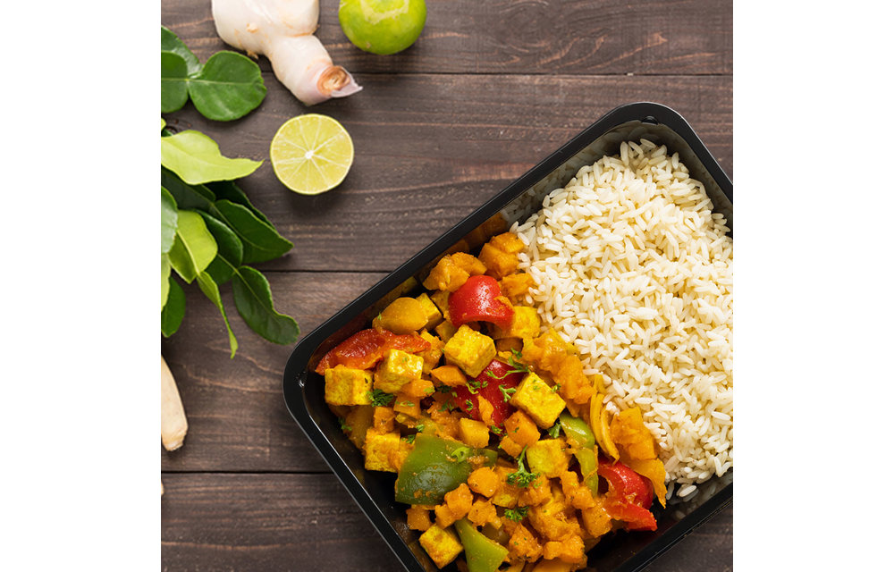 Pompoen Curry-Rijst-Tofu