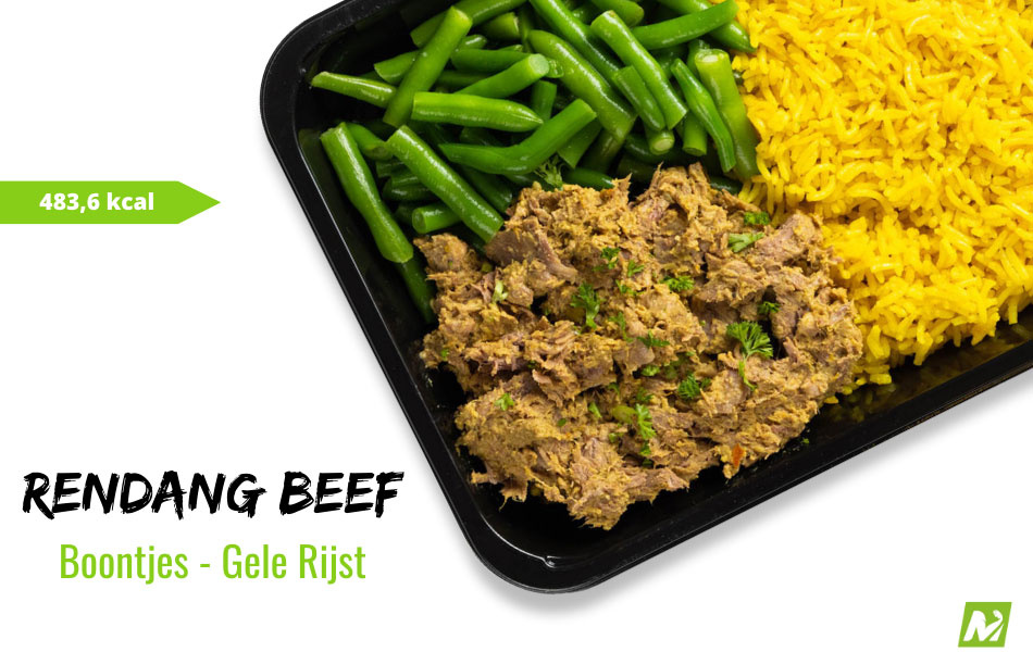 Droogtrainen: Rendang beef - Gele rijst - Bonen