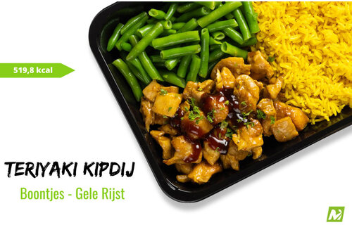 Droogtrainen: Teriyaki kipdijfilet - Gele rijst - Bonen