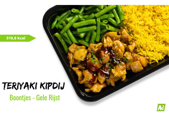 Droogtrainen: Teriyaki kipdijfilet - Gele rijst - Bonen
