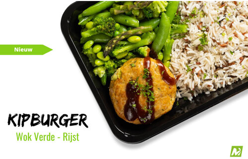 Droogtrainen: Kipburger - Basmati - Wok verde