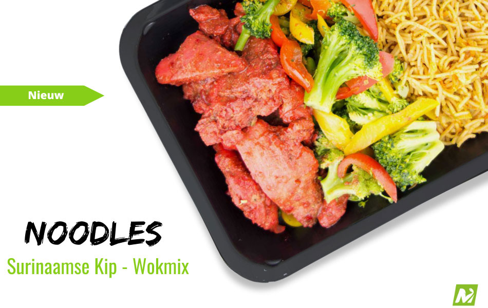Spiermassa: Surinaamse kippendij - Noodles - Broccoli