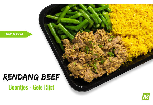 Spiermassa: Rendang beef - Gele rijst - Bonen