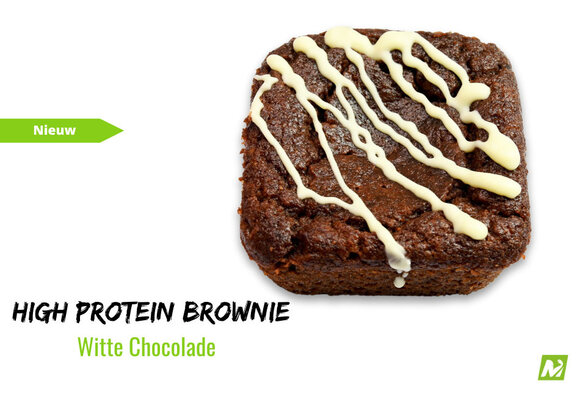 High protein brownie: White chocolate