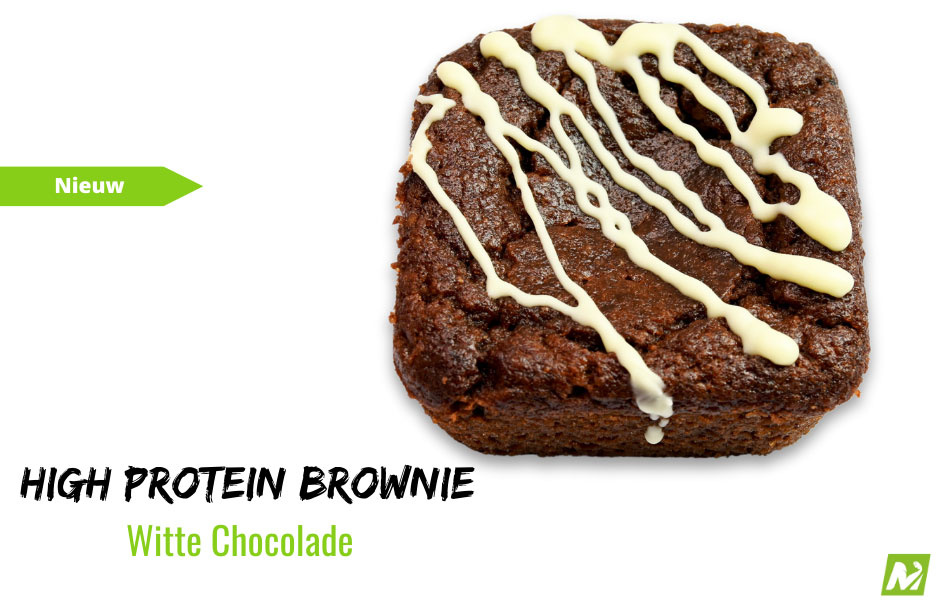 High protein brownie: White chocolate