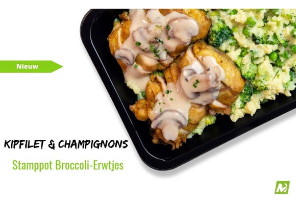 Droogtrainen: Stamppot Broccoli-Erwtjes-Kipfilet-Champignons