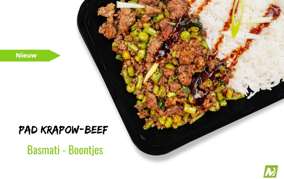 Droogtrainen: Pad Krapow Beef - Basmati - Boontjes