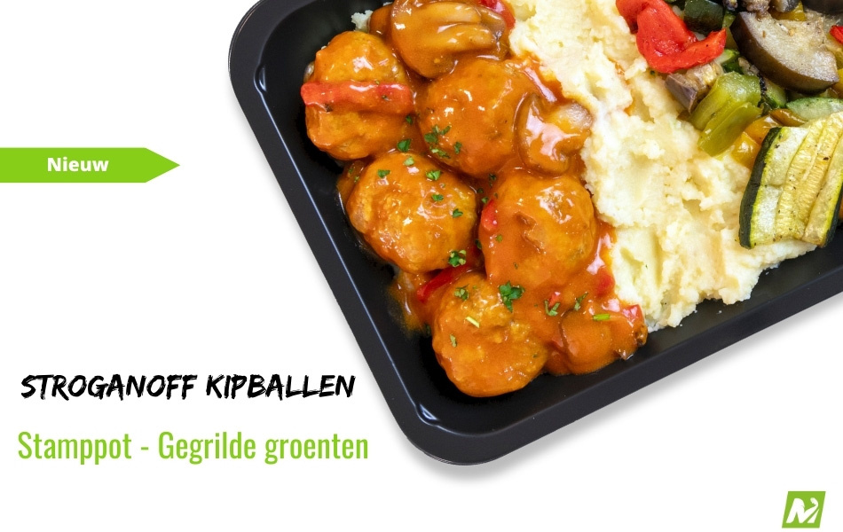 Spiermassa: Stroganoff kipballen - Stamppot gegrilde groenten