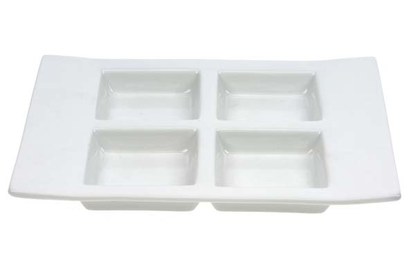Aperoschaaltje wit 14,5x19cm 4vakjes