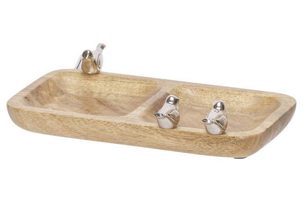 Aperoschaaltje bruin 26x13,5xh3cm rechthoek hout