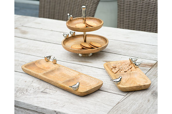 Aperoschaaltje bruin 26x13,5xh3cm rechthoek hout