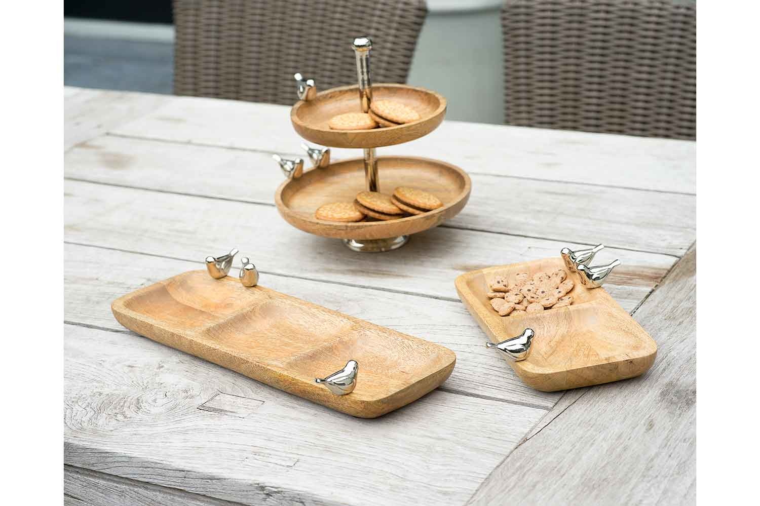 Aperoschaaltje bruin 26x13,5xh3cm rechthoek hout