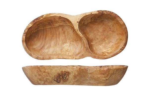 Antipasti bord 2 secties olijfhout19cm x 8cm x h3cm