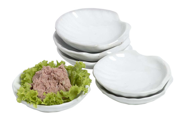 Apero schaaltje set6 wit schelpvormig pvc box