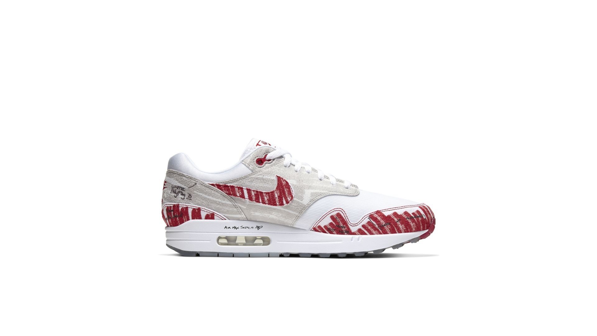 nike air max 1 sketch to shelf white red