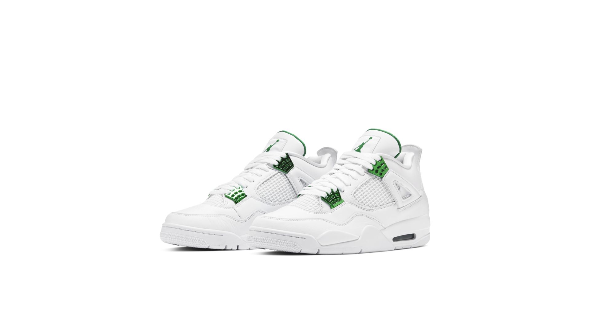 white and green jordan 4s