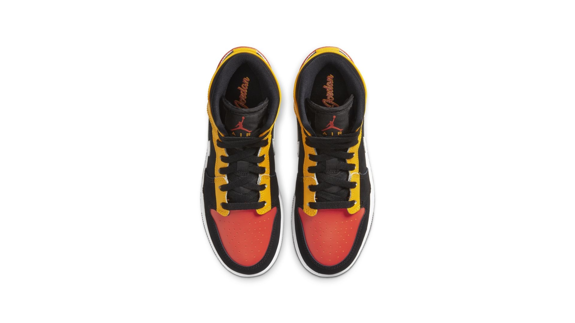 air jordan 1 mid se black amarillo team orange