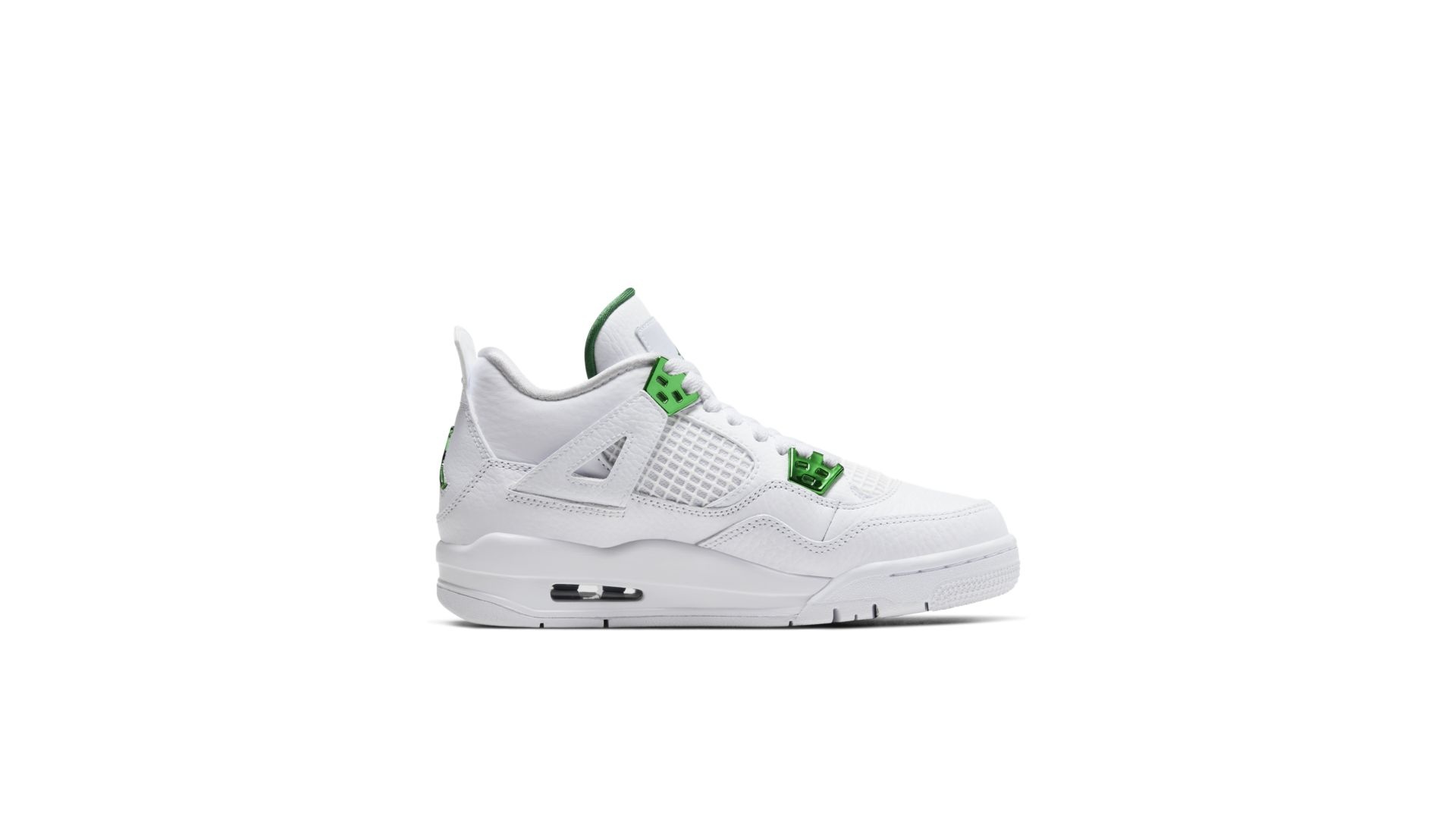 white jordan 4 with green