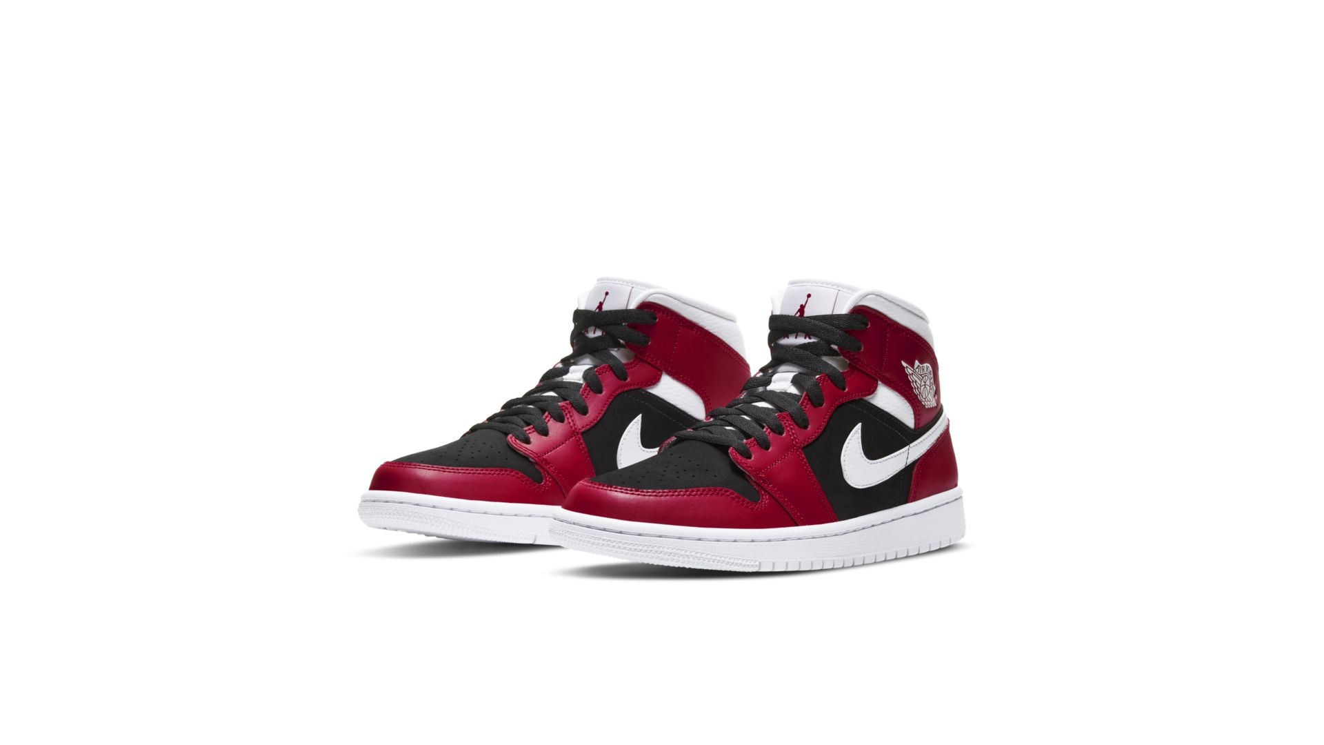nike air jordan 1 mid red and black sneakers