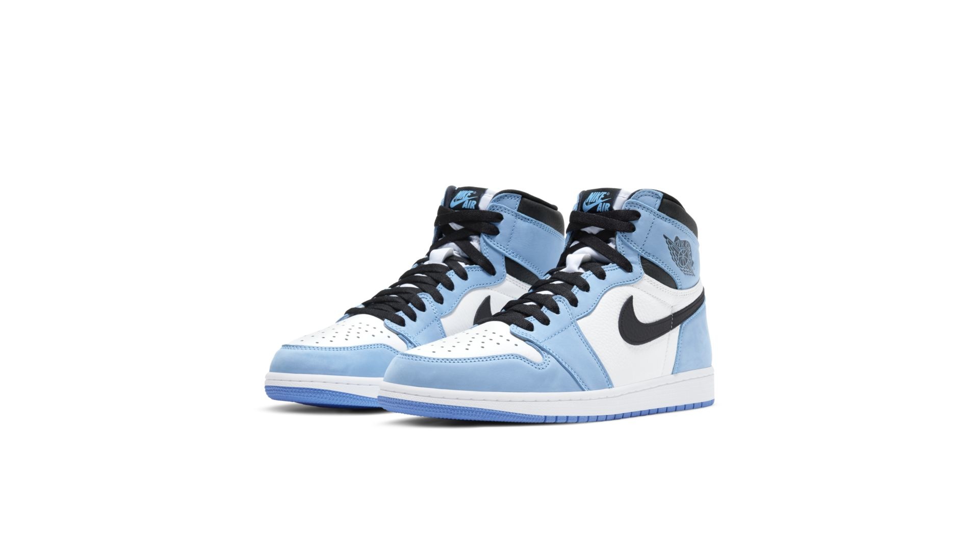 blue and white high top jordans
