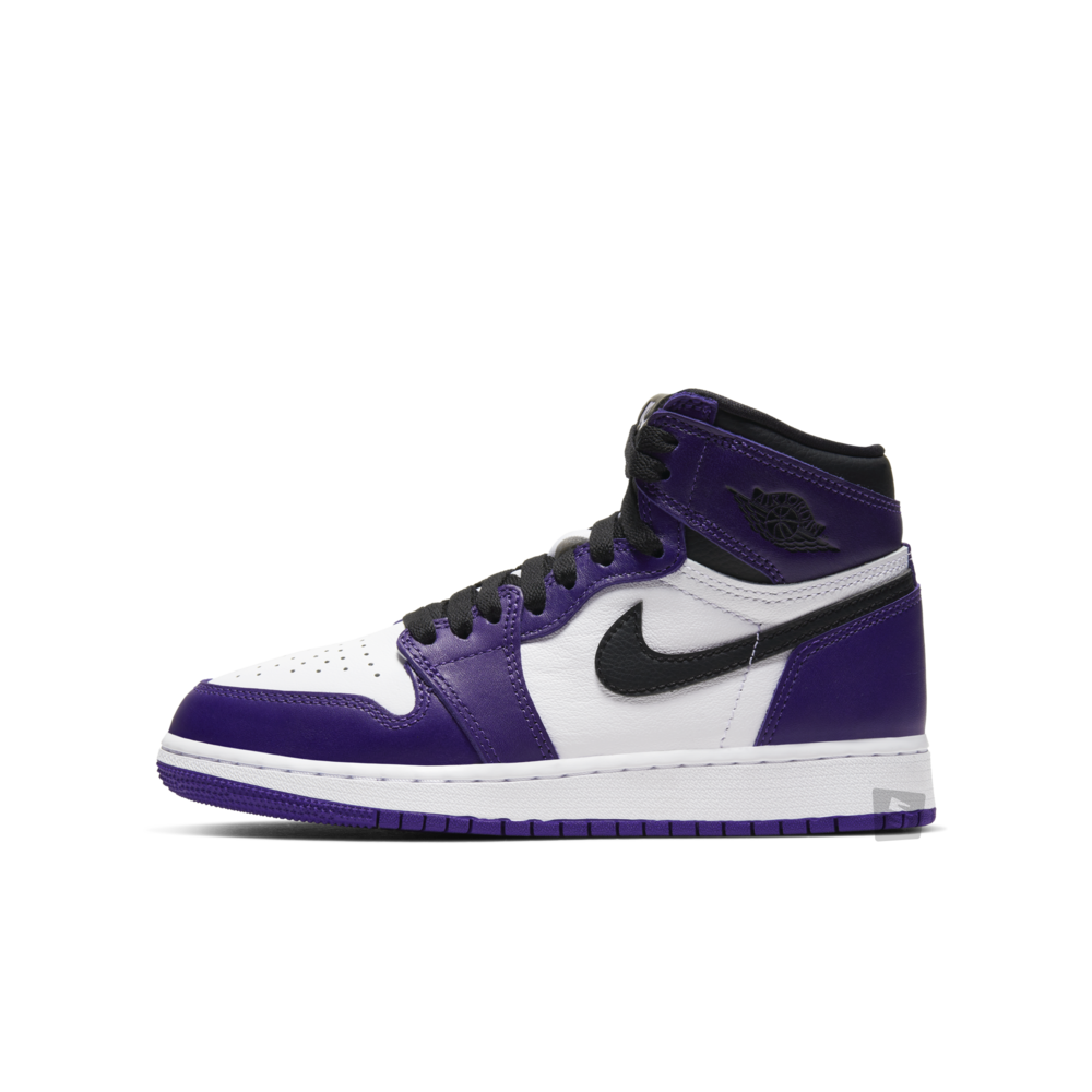 purple white and black jordans 1