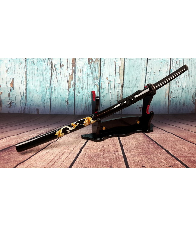 Samoerai zwaard met draak op saya