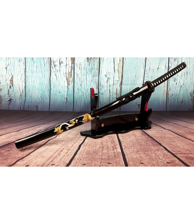 Samoerai zwaard met draak op saya