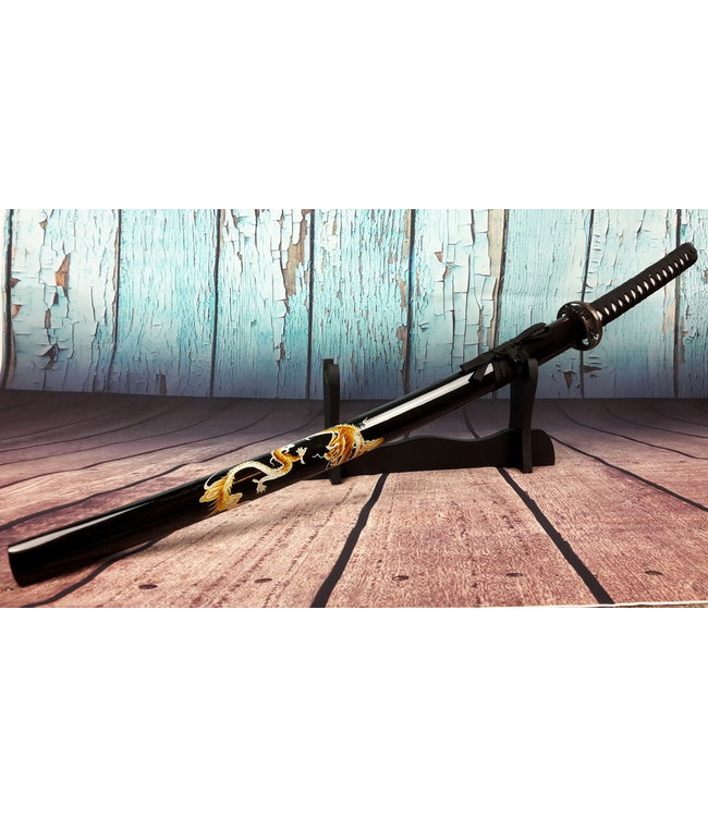 Samoerai zwaard met draak op saya